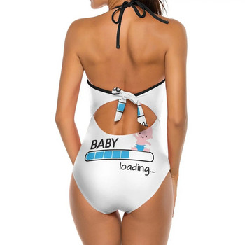 Baby Loading... Секси черен мрежест цял бански костюм с изрязани бански костюми без гръб Дамски бански костюм за бебета за бременни