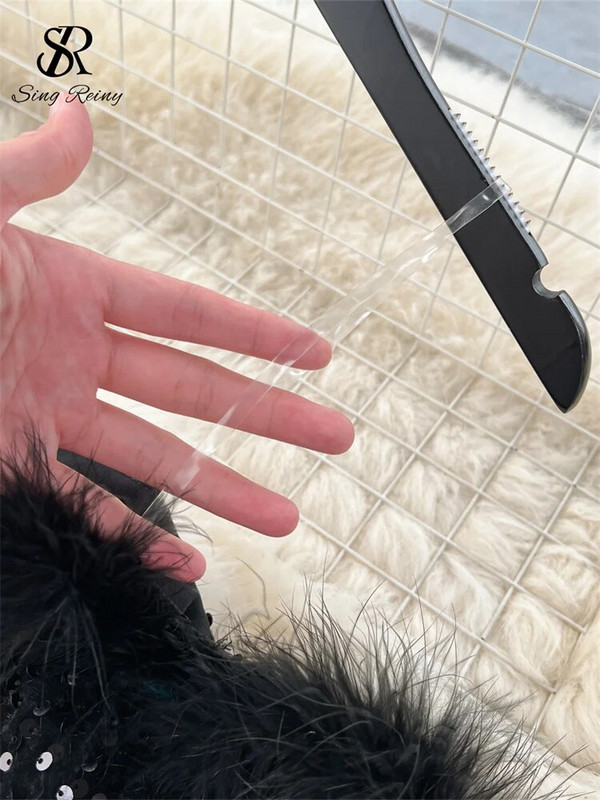 SINGREINY Jesenski, elegantni seksi crni kombinezoni 2023. Europska moda s otvorenim ramenima, patchwork šljokicama, uski, dugi kombinezon