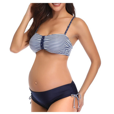 Kismama fürdőruha Női Tankini Strip Nyomtatott Push Up fürdőruha Női Nyári Bikini Strandruha Terhes öltöny Bikini 2023 Mujer