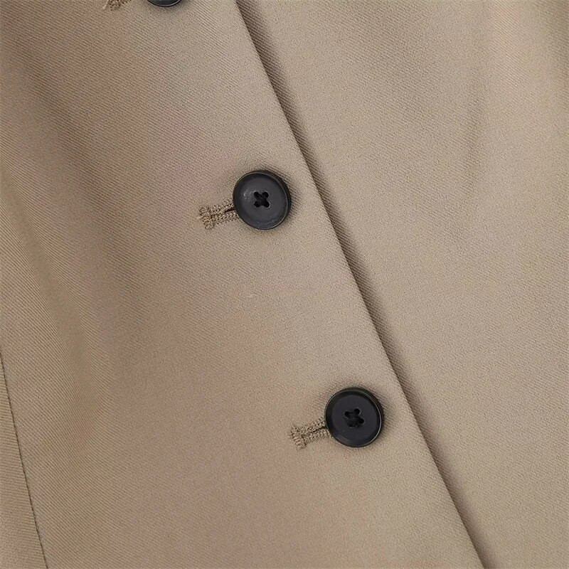 KEYANKETIAN Jesen, novi klasični, uski ženski prsluk s jednorednim kopčanjem s V-izrezom, moderan osnovni uredski ženski kratki prsluk bez rukava