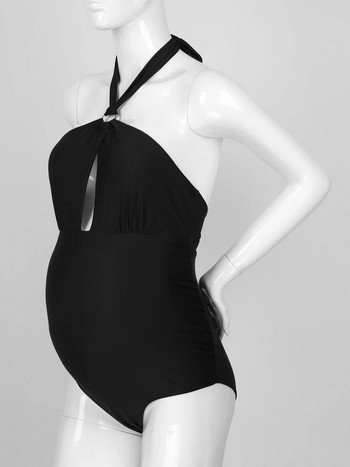 Μαγιό Έγκυος Γυναίκα Tankinis κοστούμι ανοιχτή πλάτη Ψηλόμεσο μαγιό εγκυμοσύνης Καλοκαιρινό Ολόσωμο σουτιέν με επένδυση