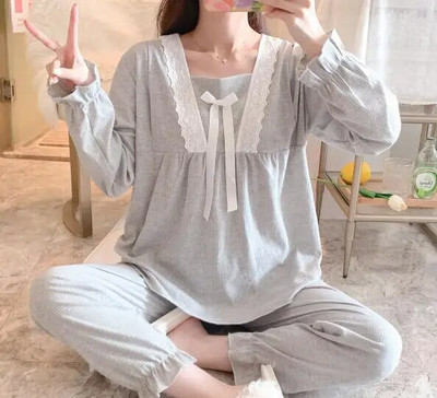 Szoptatás kismama pizsama szettek Pamut Terhesség Női Ruházat Hálóruhák Hosszú ujjú felsők+nadrágok Szoptatás Hálóing Szoptatás