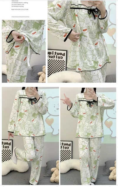 Szoptatás kismama pizsama szettek Pamut Terhesség Női Ruházat Hálóruhák Hosszú ujjú felsők+nadrágok Szoptatás Hálóing Szoptatás