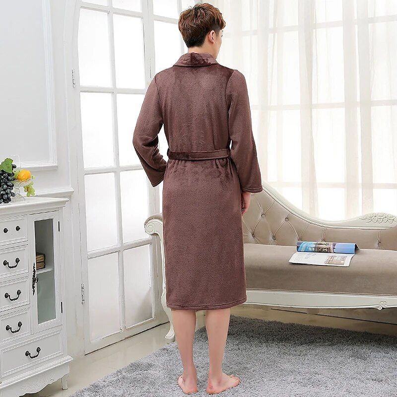 Haljina za ljubavnike Muškarci Žene Topli super meki ogrtač za kupanje Flanel Dugi ogrtač za kupanje od koraljnog flisa Kimono Noćni ogrtač Ugodna spavaćica