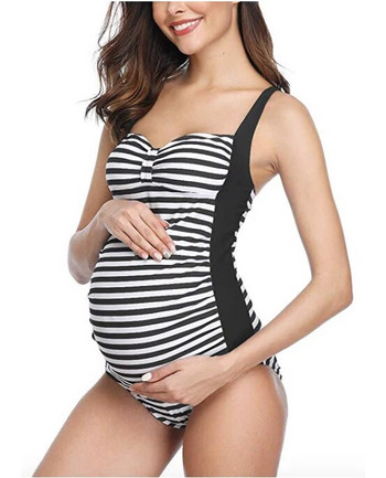 Танкини за бременни Дамски бикини с принт на райе Бански костюм за бременни 2019 Лято Плажно облекло Бански костюми за бременни майки