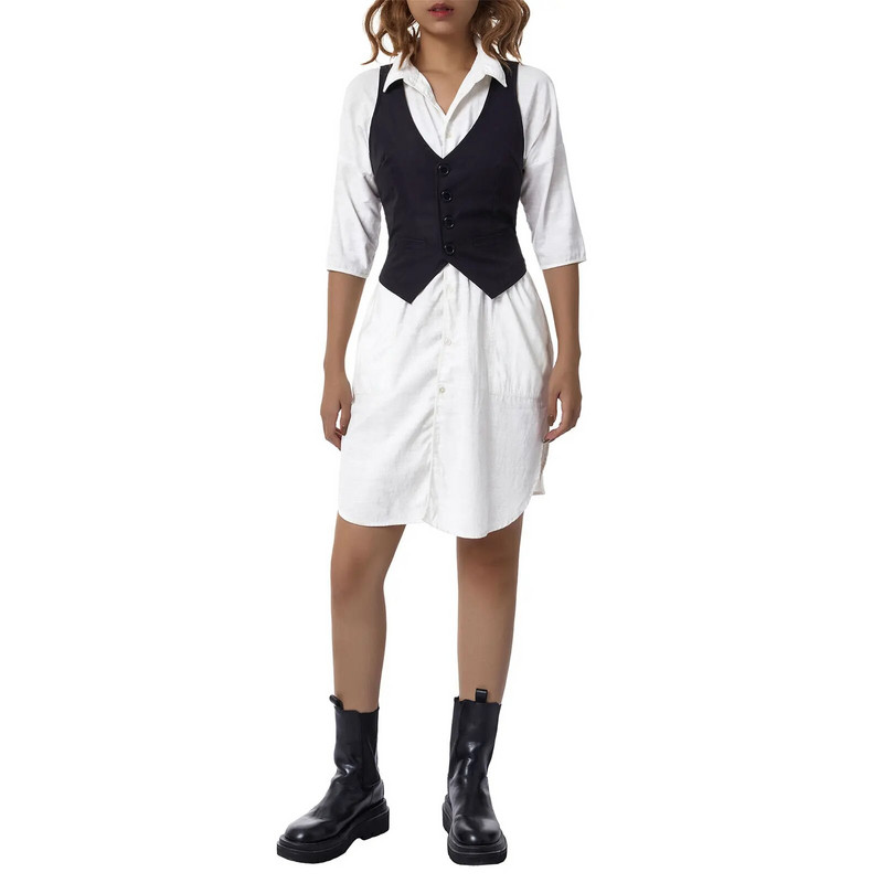 Дамска жилетка 2023 г., едноцветно/раирано тънко жилетка без ръкави с V-образно деколте Модно универсално палто Дамски дрехи