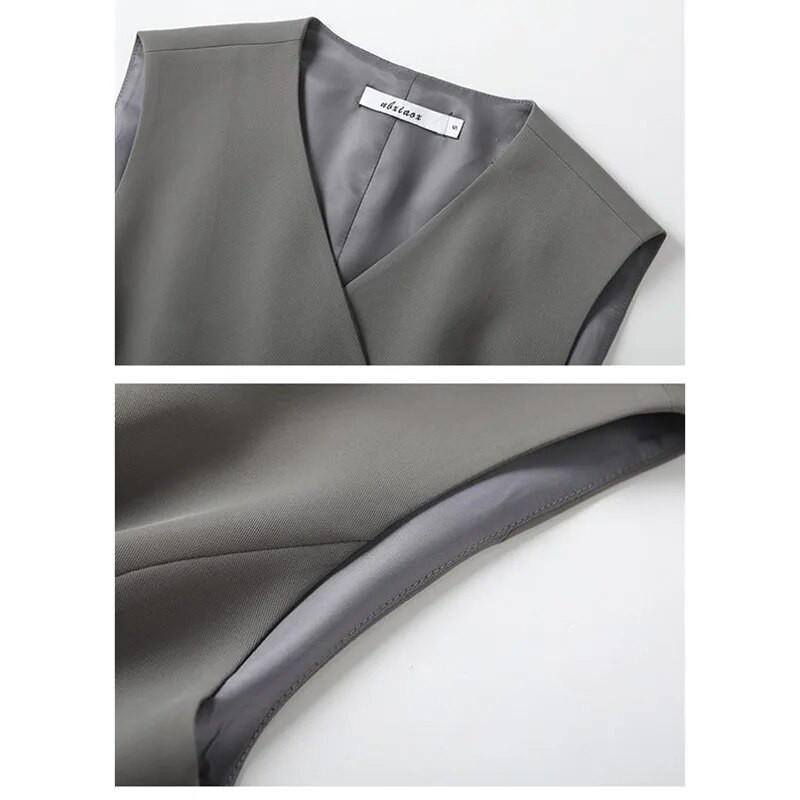 Novi 2023. modni kratki prsluk proljeće jesen ženski korejski uski struk bez rukava, ležerni s podstavom, ženski prsluk