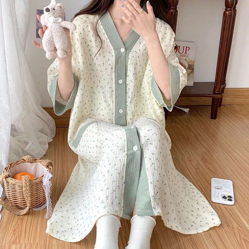 100 % medvilnė Nėščiųjų žindymo naktinė suknelė Laisvi žindymo miegui drabužiai Nėščioms moterims Nėštumo namų ligoninės drabužiai