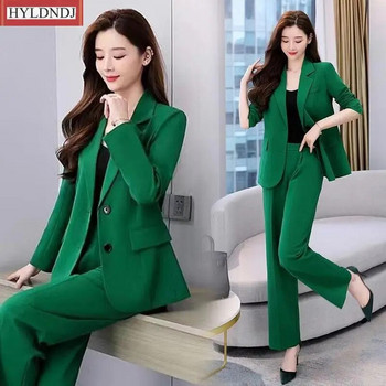 Γυναικείο επαγγελματικό κοστούμι μόδας Κορεάτικο Κομψό Άνοιξη Φθινόπωρο Νέο παλτό με σακάκι + παντελόνι σετ δύο τεμαχίων Femlae Clothin