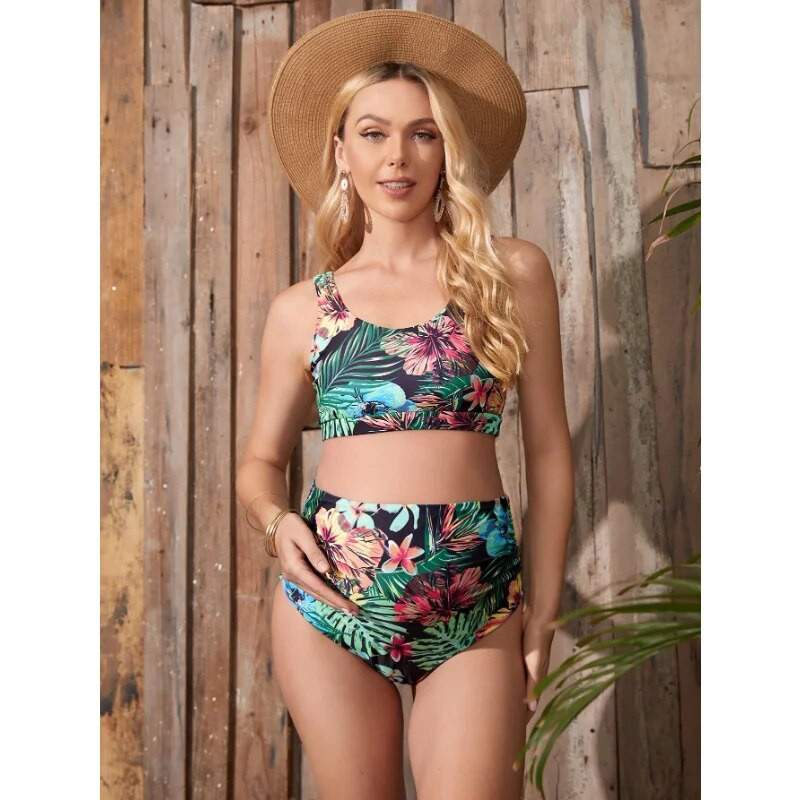 Nėščiųjų moterų maudymosi kostiumėlis su bikiniu Seksualūs maudymosi kostiumėlių rinkiniai dideliems dydžiams Nėščiųjų paplūdimio apranga Nėštumo maudymosi kostiumėliai Maudymosi komplektai