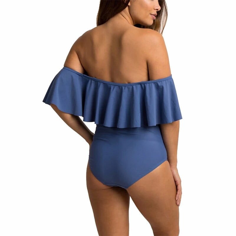 Jednodijelni kupaći kostim za trudnice Jednobojna odjeća s volanima za trudnice Trudnički ljetni kupaći kostimi s volanima za trudnice