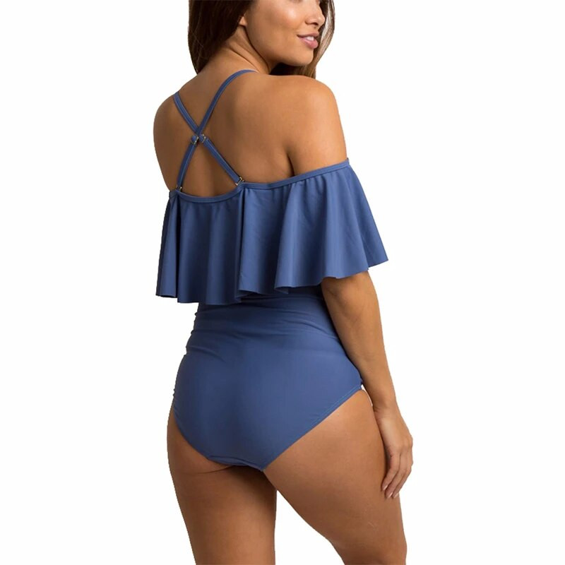 Jednodijelni kupaći kostim za trudnice Jednobojna odjeća s volanima za trudnice Trudnički ljetni kupaći kostimi s volanima za trudnice