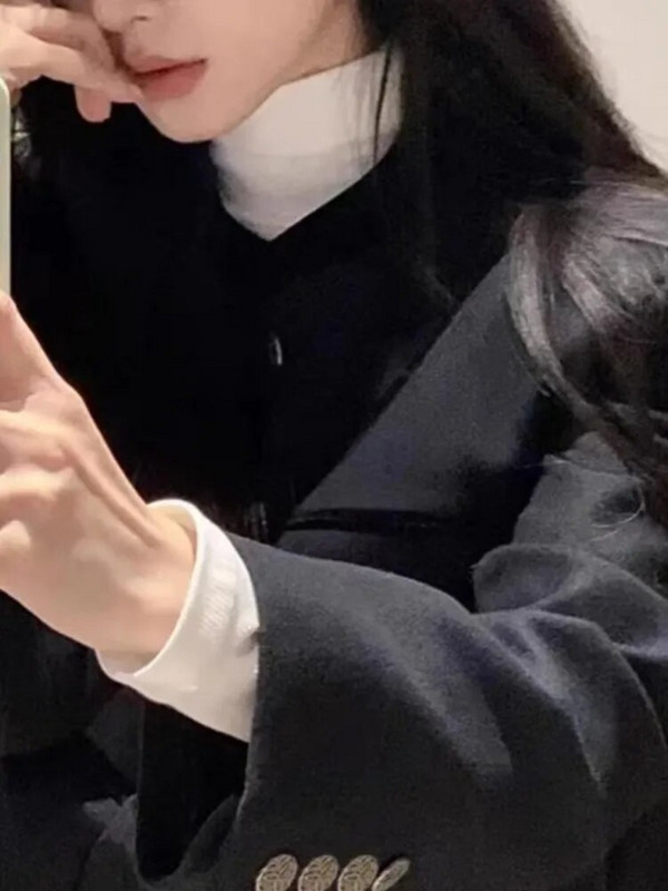 Ženska moda Elegantni ležerni poslovni crni odijelo s hlačama Vintage kratki blejzer jakne i hlače Dvodijelni set Ženska odijela s hlačama