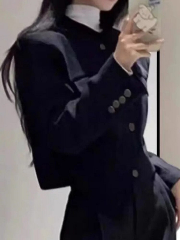 Ženska moda Elegantni ležerni poslovni crni odijelo s hlačama Vintage kratki blejzer jakne i hlače Dvodijelni set Ženska odijela s hlačama