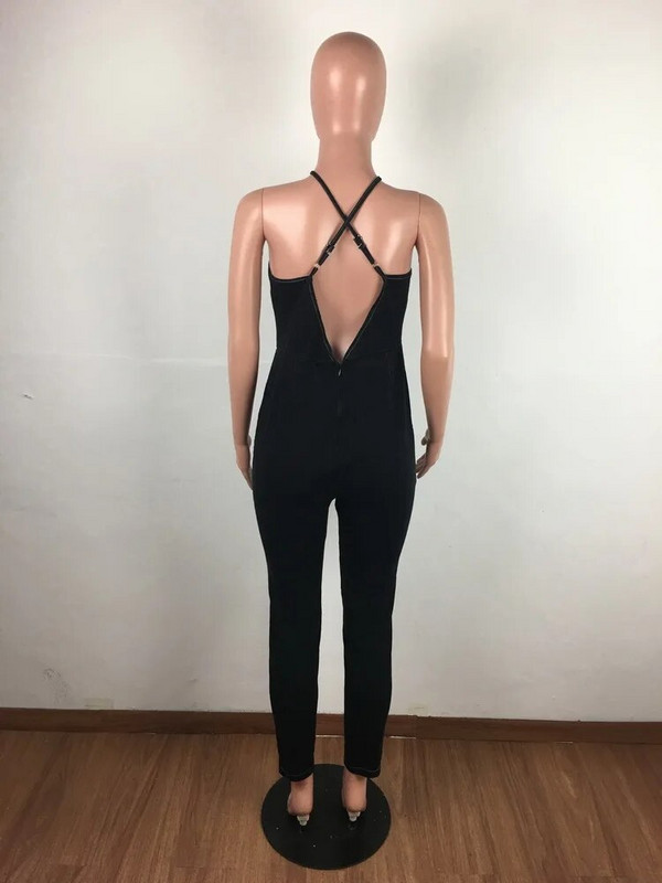 OKAYOASIS Seksi ženski kombinezon s naramenicama uz tijelo, ležerni traper, jednodijelni jeans kombinezon za zabavu