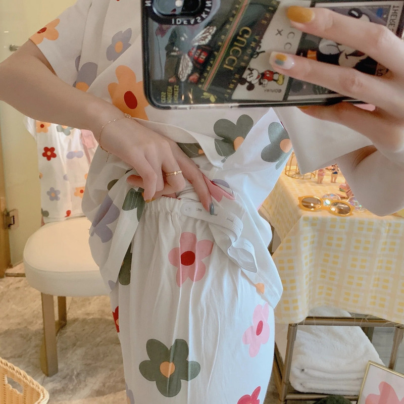 3vnt./komplektas Nėščiųjų pižamos kostiumai slaugai Mada Spausdinti žindymo viršutiniai drabužiai + Paltai ilgomis rankovėmis + Ilgos kelnės Nėštumo drabužių rinkinys