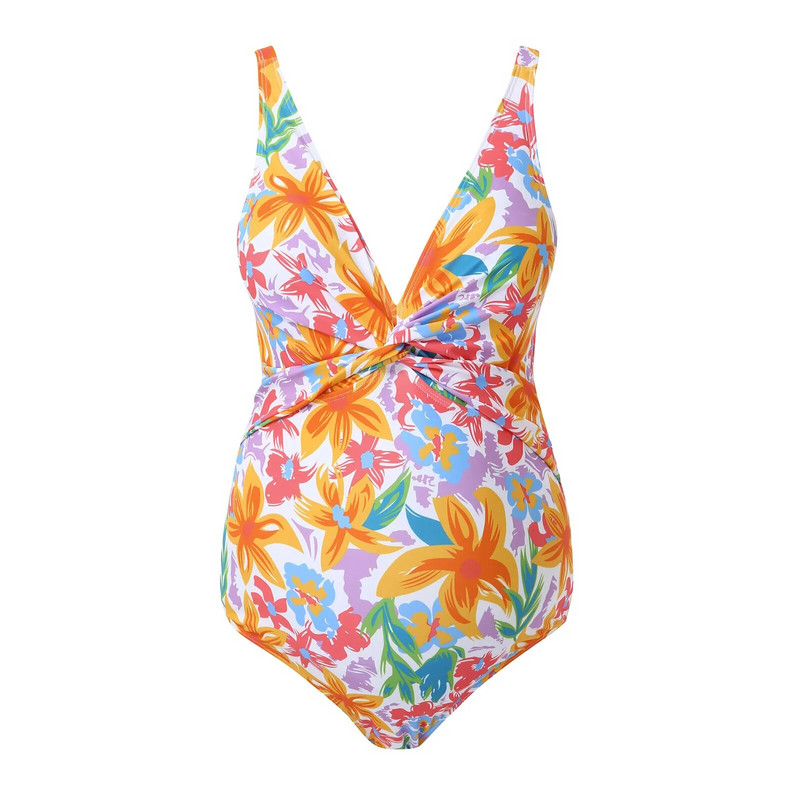 Kismama egyrészes fürdőruha terhes nők Deep V fürdőruha Terhesség virágmintás fürdőruha bikini fürdőruhák Brazilian Beach