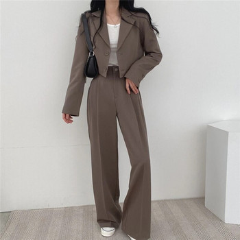 2023 Blazer Fashion Casual Solid Κομψά Σετ παντελόνια με ψηλόμεσο μονόπλευρο χαλαρό ταμπεραμέντο σετ δύο τεμαχίων Γυναικεία ρούχα