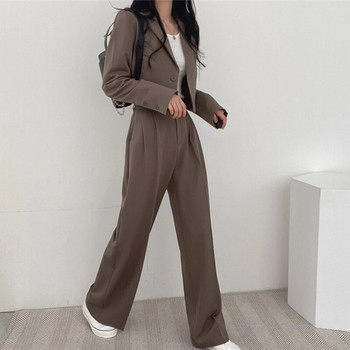 2023 Blazer Fashion Casual Solid Κομψά Σετ παντελόνια με ψηλόμεσο μονόπλευρο χαλαρό ταμπεραμέντο σετ δύο τεμαχίων Γυναικεία ρούχα