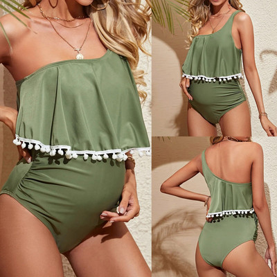 One Shoulders kismama fürdőruha terhes nők egyrészes fürdőruha Terhes bikini ünnep Női szexi bojt fürdőruhák