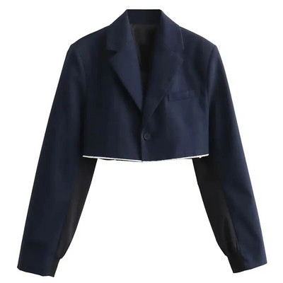 TRAFZA ženski modni setovi 2023. Patchwork Behind Jacket Style skraćeni sakoi + svestrane High Street ženske hlače širokih nogavica