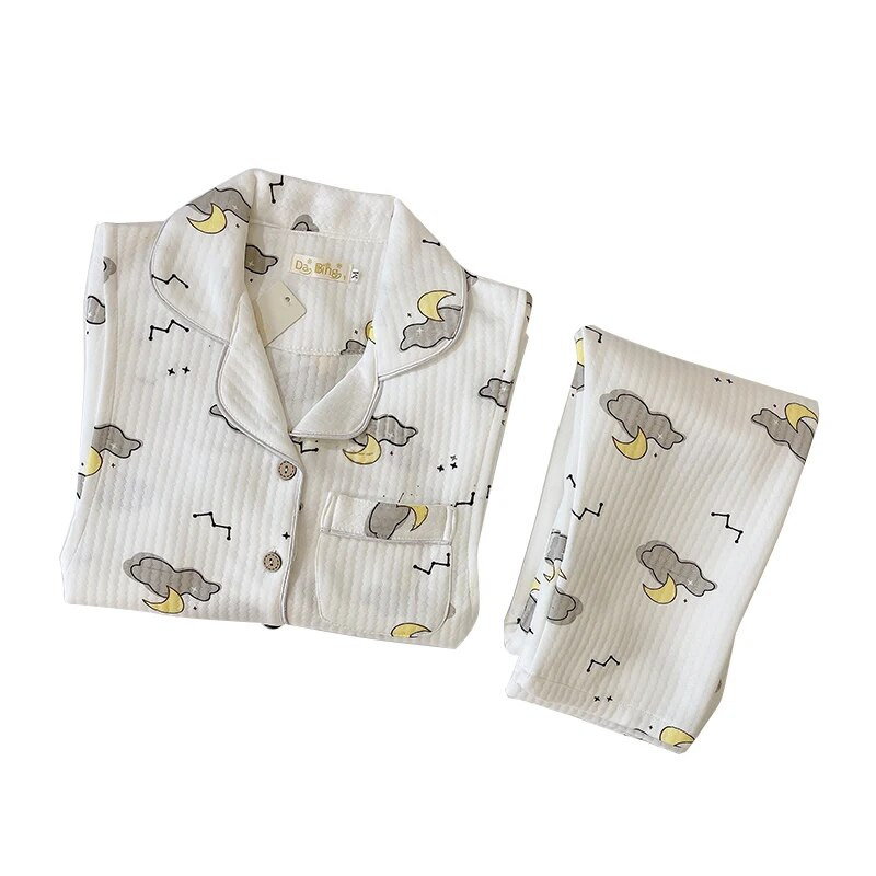 Άνοιξη Έγκυος Γυναίκα Θηλασμού Σετ Πιτζάμες Μόδα Ρούχα Νοσηλευτικής εγκυμοσύνης Σετ Δαντελένια μπλουζάκια Θηλασμού+Παντελόνι Λεπτό