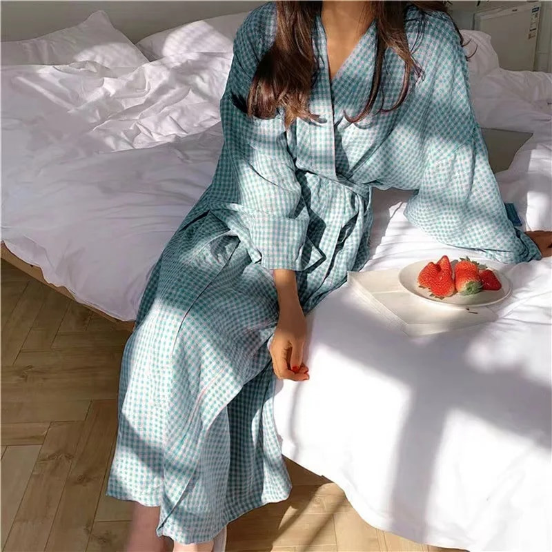 Ženski kućni ogrtač s volanima, dugih rukava, korejski stil, slatki ogrtač, bijeli, elegantni spa dama, proljeće, jesen, kućni kućni ogrtači, ogrtači, pidžame