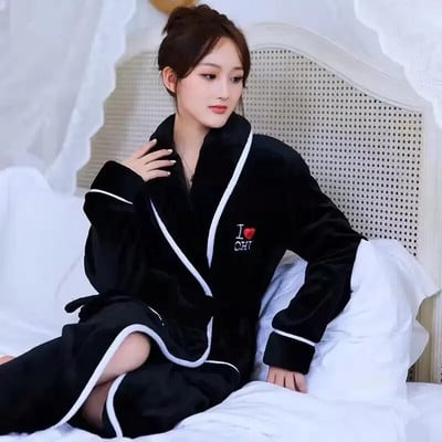 Zimski topli ženski ogrtači Odjeća za spavanje od koraljnog flisa Ženski kimono spavaćica s cvjetnim printom Kućna haljina Odjeća za odmor Hotelski ogrtač