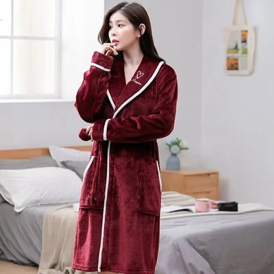 Zimski topli ženski ogrtači Odjeća za spavanje od koraljnog flisa Ženski kimono spavaćica s cvjetnim printom Kućna haljina Odjeća za odmor Hotelski ogrtač