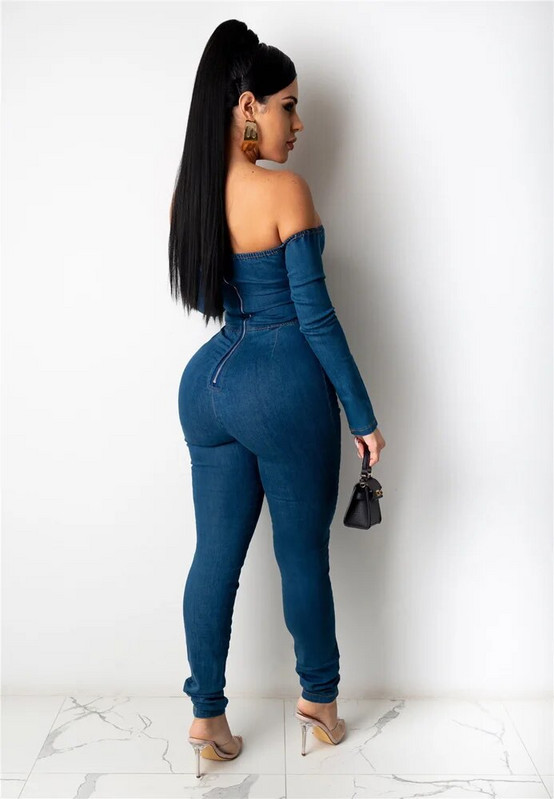 Farmer Alkalmi Romper Szexi Női Slash Neck Hosszú ujjú Bodycon Hollow Out Farmer Overall