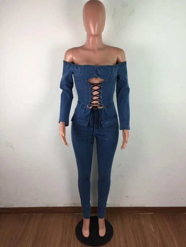 Farmer Alkalmi Romper Szexi Női Slash Neck Hosszú ujjú Bodycon Hollow Out Farmer Overall