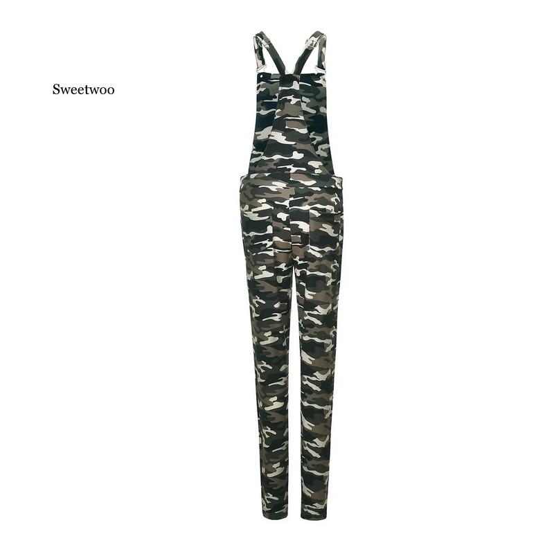 Nova ženska klupska odjeća s kamuflažnim printom Sportski kombinezon Bodi Kombinezon za zabave Kamuflažni remen Duge hlače Kombinezon