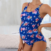 Gėlių raštų nėštumo maudymosi kostiumėlis Paplūdimio vientisas maudymosi kostiumėlis nėščioms moterims Nėščioms Premama Monokini vasaros stiliaus maudymosi kostiumėliai