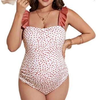 Нов бански костюм с щампи за бременни жени, секси бански костюм с волани и презрамки за бременни, лятно плажно облекло Push Up бански костюм Premama