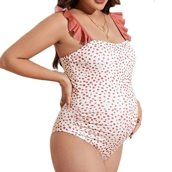 Нов бански костюм с щампи за бременни жени, секси бански костюм с волани и презрамки за бременни, лятно плажно облекло Push Up бански костюм Premama