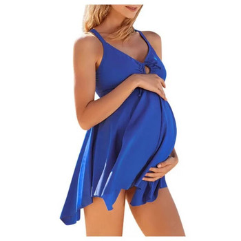 Μαγιό Έγκυος Σετ μπικίνι δύο τεμαχίων με μονόχρωμο σταυρωτό λουράκι μαγιό εγκυμοσύνης Φούστα μαγιό εγκυμοσύνης Μαγιό παραλίας
