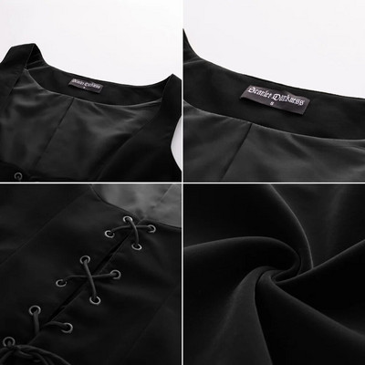 SD Дамска ренесансова жилетка без ръкави, U-образно деколте, жилетка с връзки и палто отпред