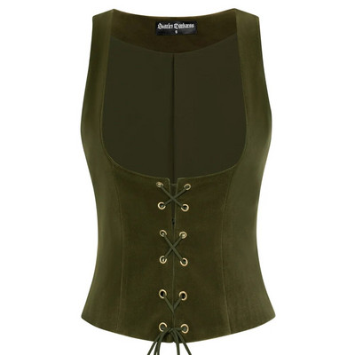 SD Moteriška renesansinė liemenė be rankovių U formos iškirpte, suvarstoma priekyje liemenės paltas Vintažinė, puošni liemenė smokingo kostiumas, gotikinės liemenės A30