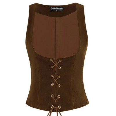 SD Moteriška renesansinė liemenė be rankovių U formos iškirpte, suvarstoma priekyje liemenės paltas Vintažinė, puošni liemenė smokingo kostiumas, gotikinės liemenės A30