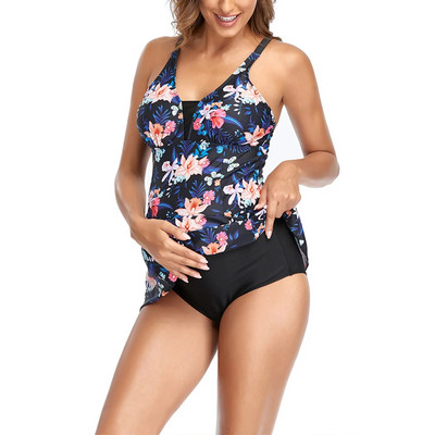 Ženski kupaći kostimi za trudnice Tankini set cvjetni kupaći kostim za trudnice Ljetni bikini za plažu Gornja haljina za trudnice
