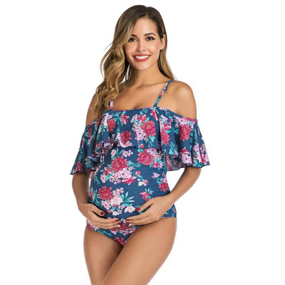 Kismama fürdőruha Tankini női fodros leveles nyári terhes ruha bikini fürdőruha fürdőruha fürdőruha Női strandruha