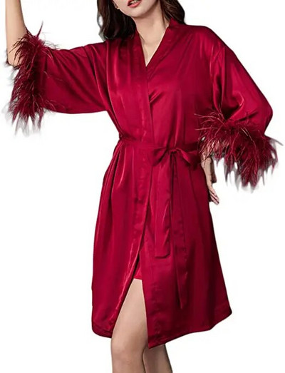 3XL.Moterų stručių plaukų rankovės Satino kimono nuotakos chalatas.Miegrūkai Rožiniai chalatai Pižama Chalatas Naktiniai marškiniai nuotakos chalatai chalatas