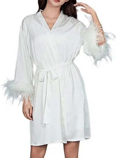 3XL.Moterų stručių plaukų rankovės Satino kimono nuotakos chalatas.Miegrūkai Rožiniai chalatai Pižama Chalatas Naktiniai marškiniai nuotakos chalatai chalatas