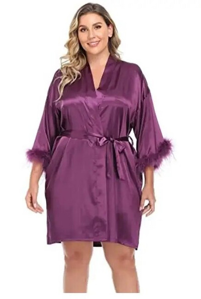 3XL.Moterų stručių plaukų rankovės Satino kimono nuotakos chalatas.Miegrūkai Rožiniai chalatai Pižama Chalatas Naktiniai marškiniai nuotakos chalatai chalatas