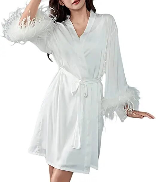 3XL.Moterų stručių plaukų rankovės Satino kimono nuotakos chalatas.Miegrūkai Rožiniai chalatai Pižama Chalatas Naktiniai marškiniai nuotakos chalatai chalatas