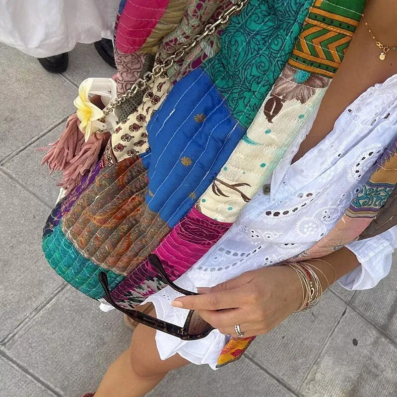 Jesenski cvjetni print patchwork ženska vesta Slatka jakna bez rukava s printom širokog struka 2023. Vintage ženske ulične jakne