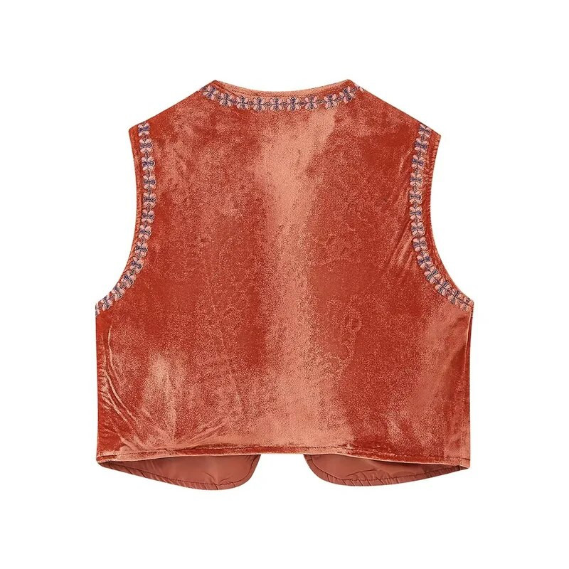 KEYANKETIAN őszi új női flitteres virágos hímzés bársony mellény Vintage mellény nemzeti vékony ujjatlan vágás felső