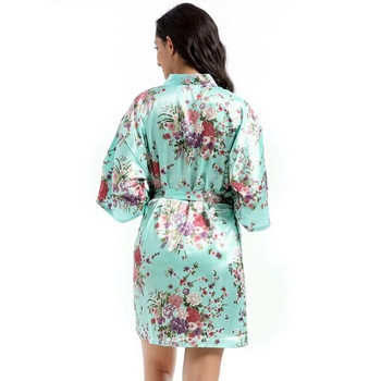Дамски флорален булчински халат за шаферки Сатенено сватбено кимоно Булчинска рокля Спално облекло
