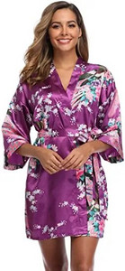 Mados satino chalatas Moteriškas chalatas Seksualus peignoir moteriškas šilko kimono nuotakos chalatas miegoti Night Grow Moterims