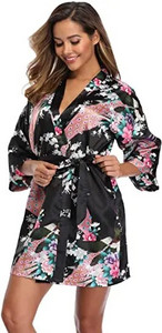 Mados satino chalatas Moteriškas chalatas Seksualus peignoir moteriškas šilko kimono nuotakos chalatas miegoti Night Grow Moterims